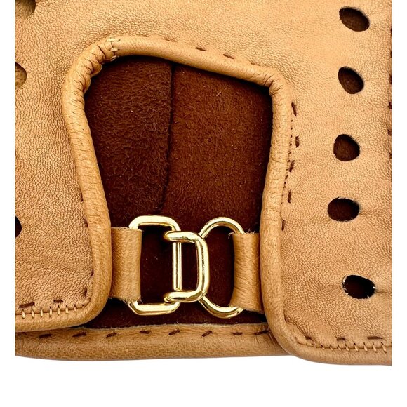 Vintage Leather Perforated Driving Gloves Hand Crafted Hand-stitched S/M - Picture 5 of 8